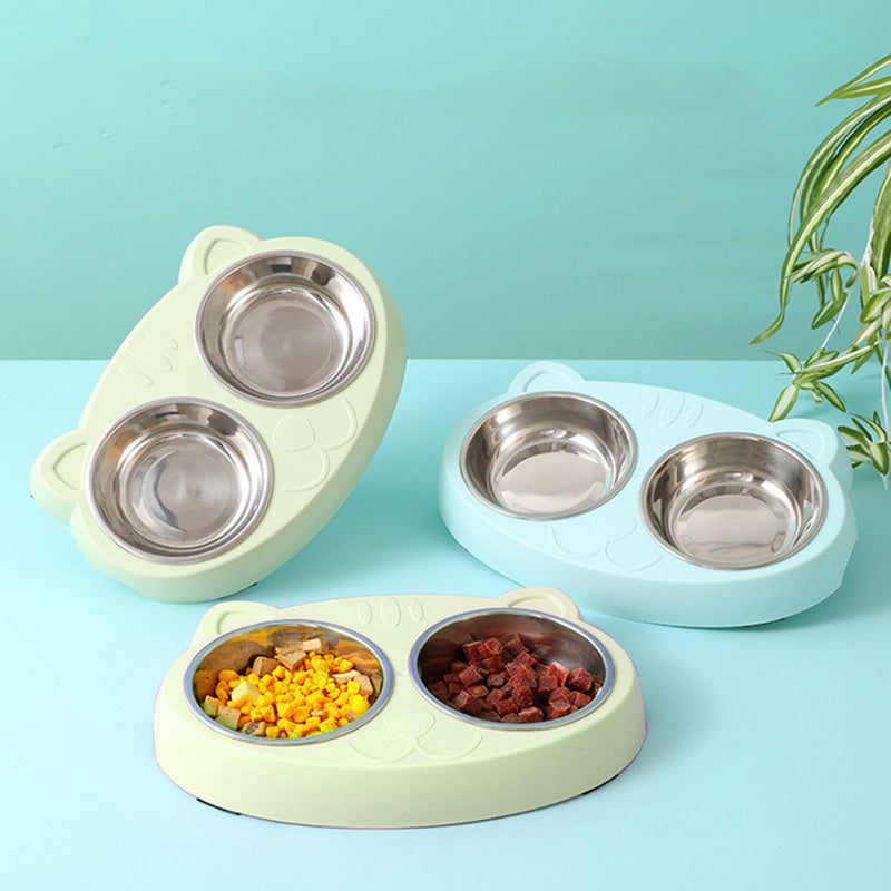 Double Bowls – Stainless Steel Pet Feeder - FurTrend