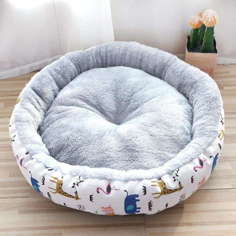 Donut Dog Bed with Anti-Slip, Water-Resistant Bottom