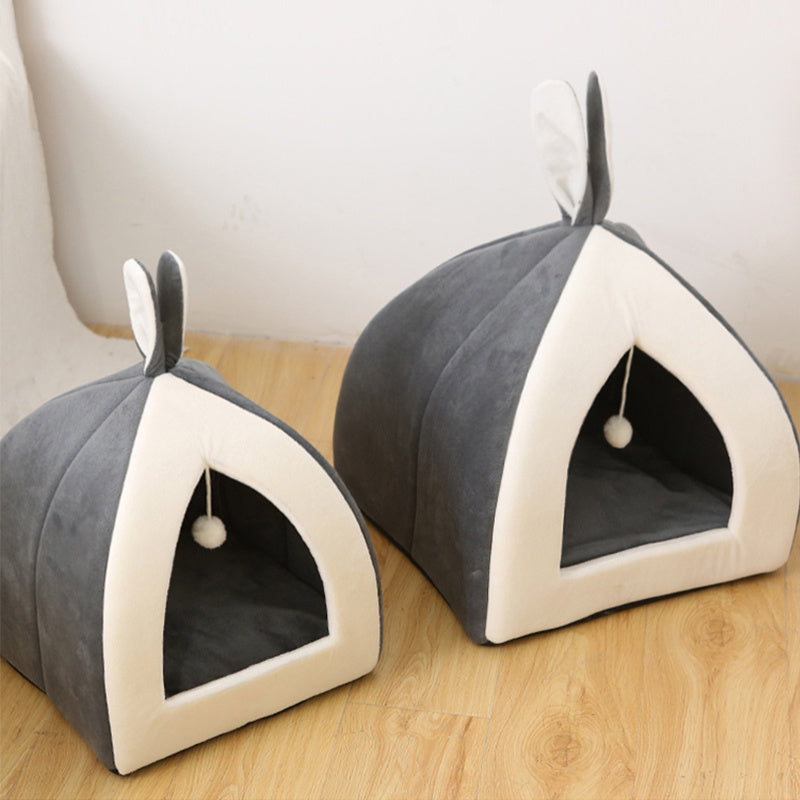 Cute Cat Bed with Cushion & Hanging Ball - FurTrend