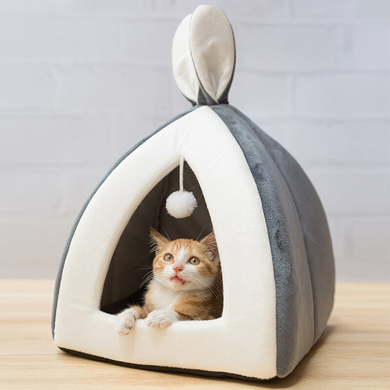 Cute Cat Bed with Cushion & Hanging Ball - FurTrend