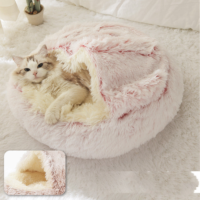 Fluffy Round Pet Bed – Winter-Ready Comfort - FurTrend