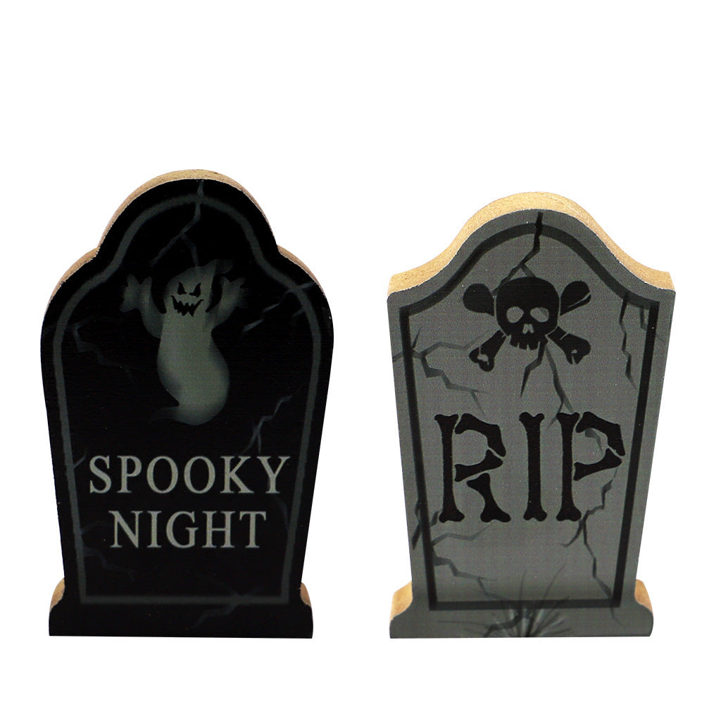 Handmade Wooden Halloween Pumpkin Ghost Skeleton Ornament