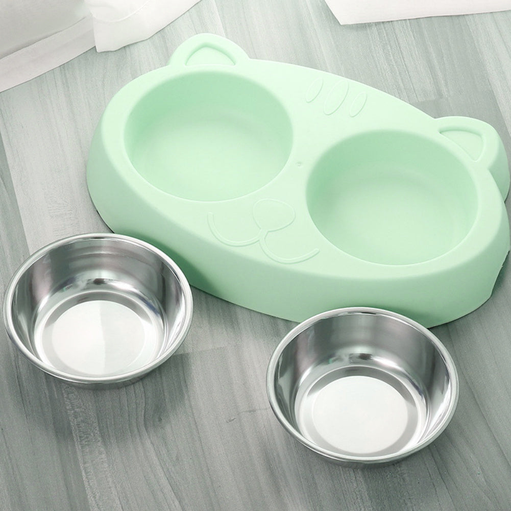 Double Bowls – Stainless Steel Pet Feeder - FurTrend