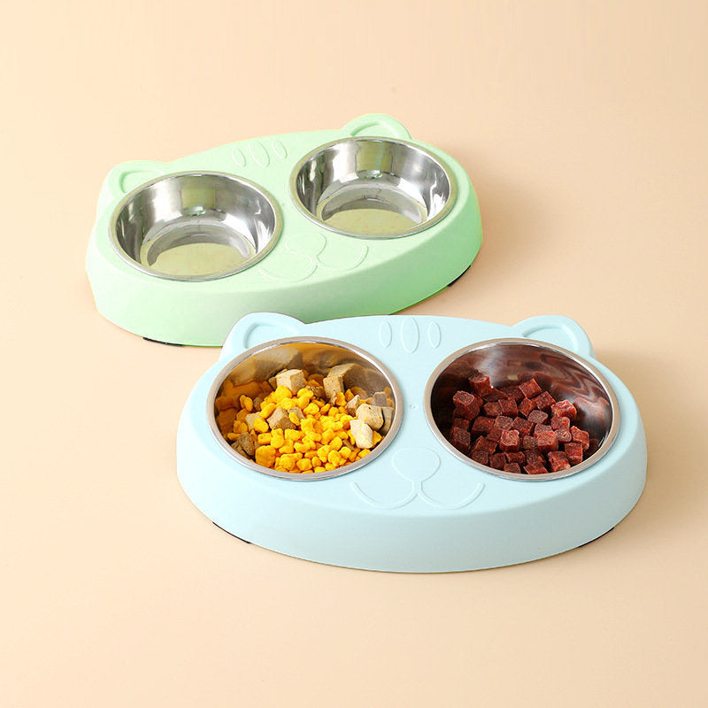 Double Bowls – Stainless Steel Pet Feeder - FurTrend