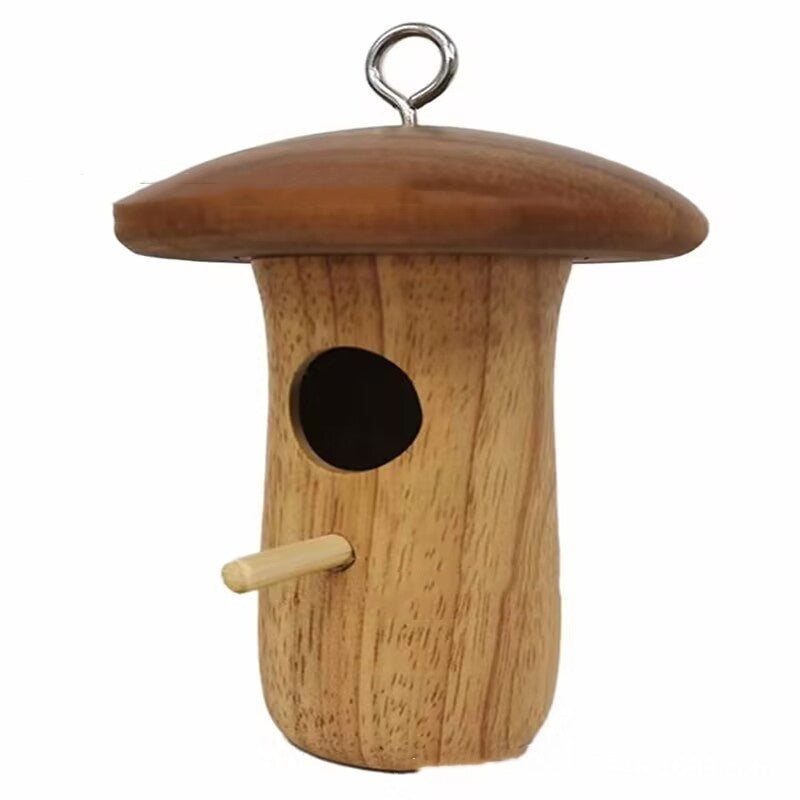 Wooden Bee Mushroom Hummingbird Feeder Pendant - FurTrend