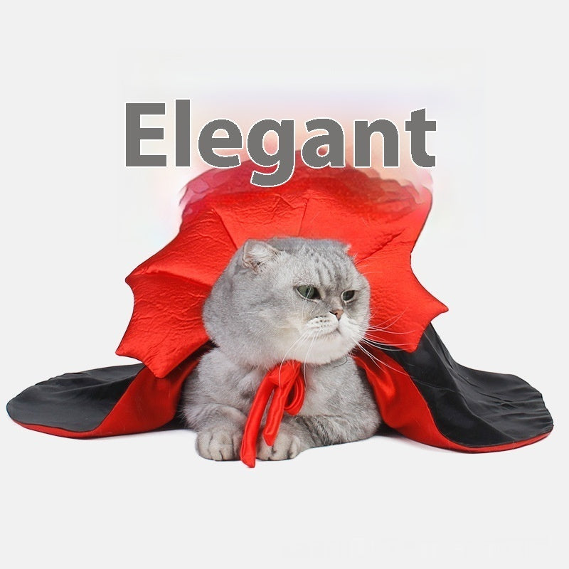 Pet Cloak Costume – Black & Red Plush Cape for Cats & Dogs - FurTrend