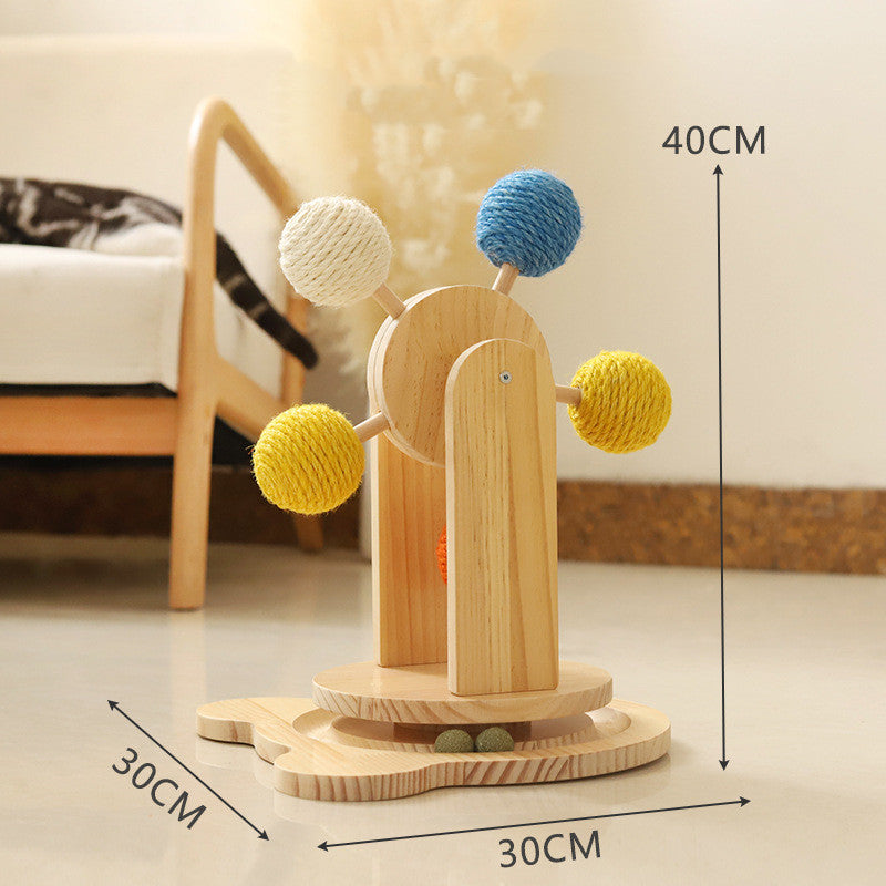 Solid Wood Rotary Table Cat Scratch Board Sisal Hemp Pet Products - FurTrend