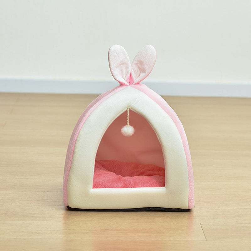 Cute Cat Bed with Cushion & Hanging Ball - FurTrend