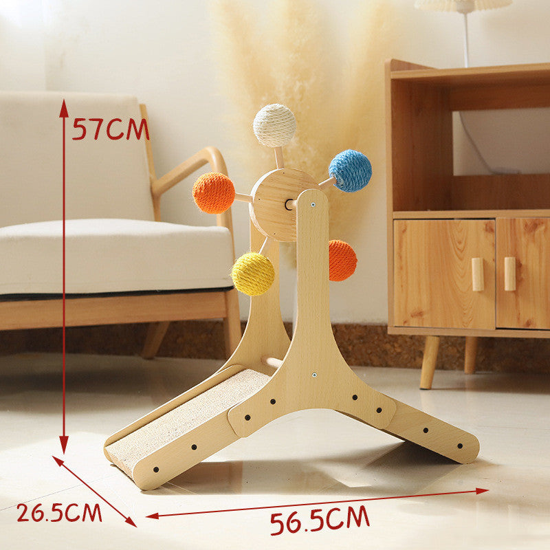 Solid Wood Rotary Table Cat Scratch Board Sisal Hemp Pet Products - FurTrend