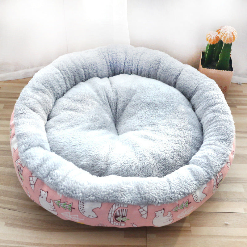 Donut Dog Bed with Anti-Slip, Water-Resistant Bottom
