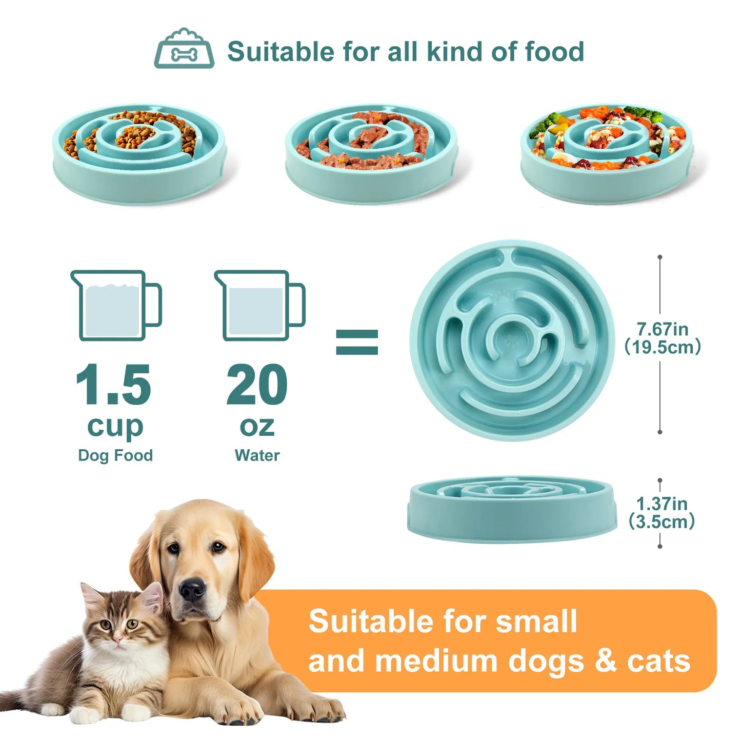 Slow Food Bowl – Non-Slip, Durable, All Pets - FurTrend