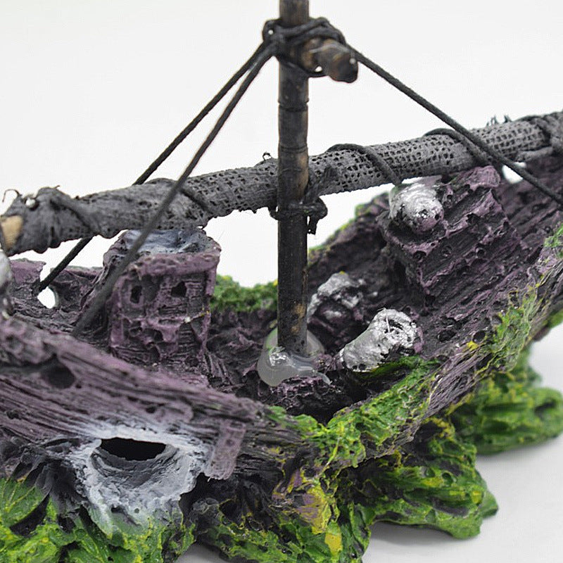 Decorative Resin Net Boat for Aquariums - FurTrend