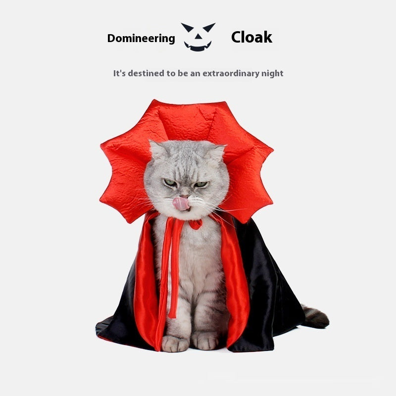Pet Cloak Costume – Black & Red Plush Cape for Cats & Dogs - FurTrend