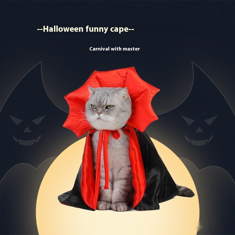 Pet Cloak Costume – Black & Red Plush Cape for Cats & Dogs - FurTrend