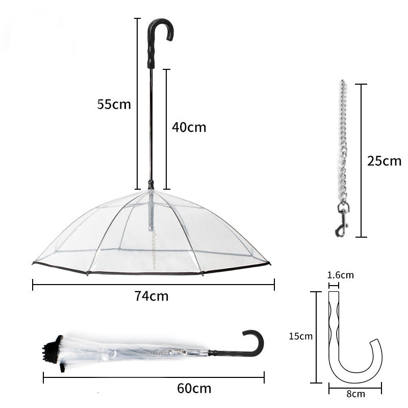 Pet Umbrella with Leash – Clear & Convenient - FurTrend