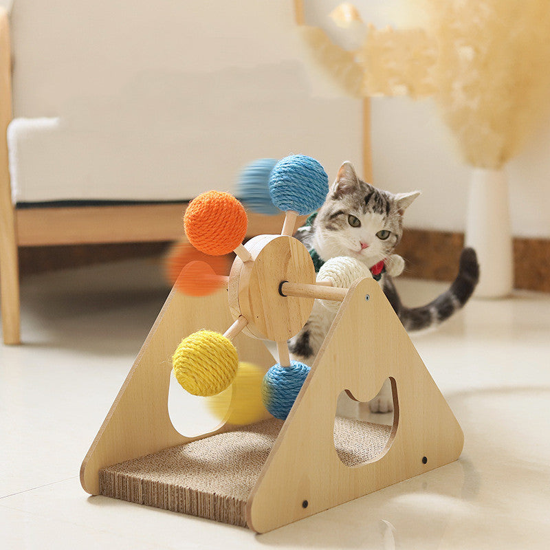 Solid Wood Rotary Table Cat Scratch Board Sisal Hemp Pet Products - FurTrend