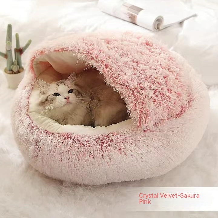 Fluffy Round Pet Bed – Winter-Ready Comfort - FurTrend