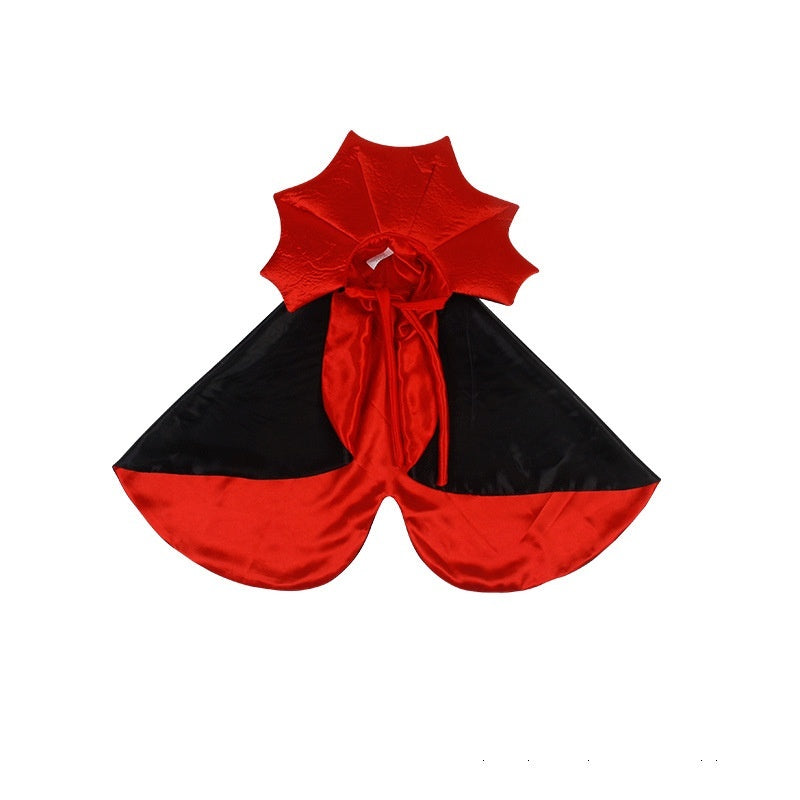 Pet Cloak Costume – Black & Red Plush Cape for Cats & Dogs - FurTrend