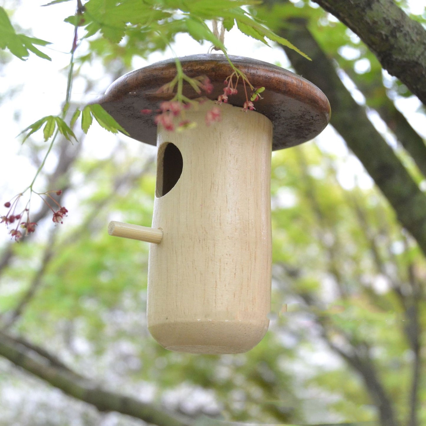 Wooden Bee Mushroom Hummingbird Feeder Pendant - FurTrend