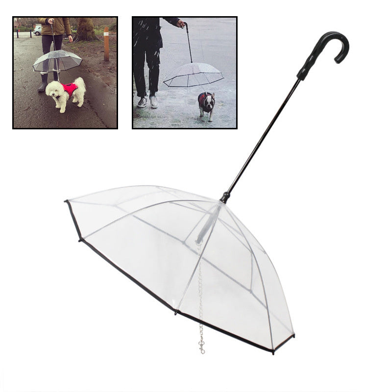 Pet Umbrella with Leash – Clear & Convenient - FurTrend