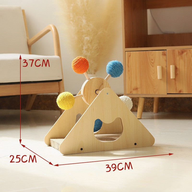 Solid Wood Rotary Table Cat Scratch Board Sisal Hemp Pet Products - FurTrend
