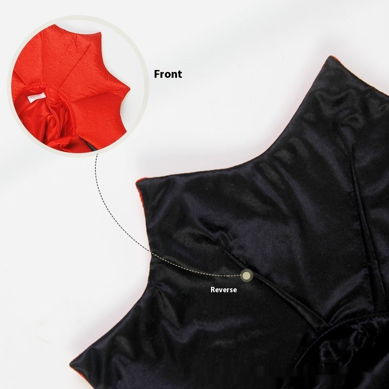 Pet Cloak Costume – Black & Red Plush Cape for Cats & Dogs - FurTrend