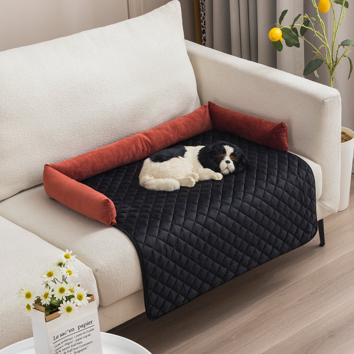 Cozy Curved Plush Pet Bed with Pillow - FurTrend