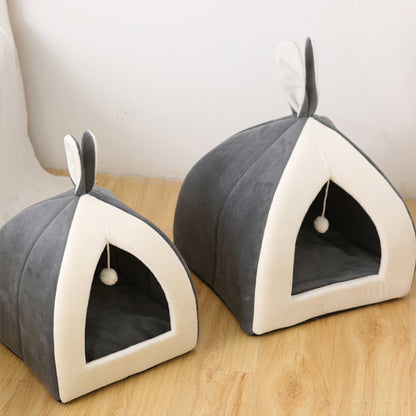 Cute Cat Bed with Cushion & Hanging Ball - FurTrend