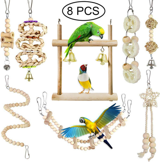 Birds Chewing Log Swing Toy Set of 8 - FurTrend