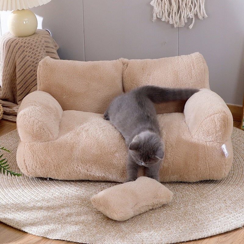 Luxury Plush Cat Sofa Bed for Winter - FurTrend