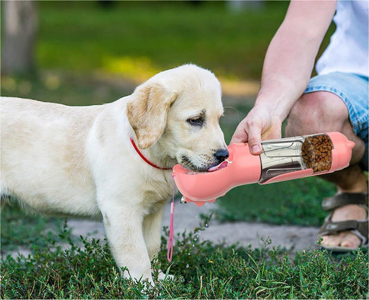 Pet Travel Water Bottle with Feeder & Storage - FurTrend
