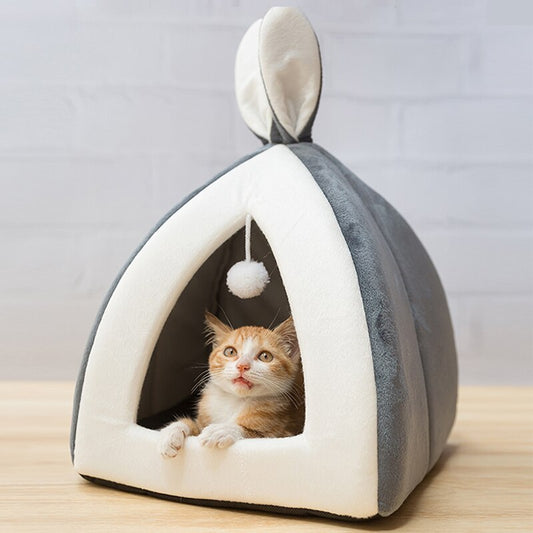 Cute Cat Bed with Cushion & Hanging Ball - FurTrend