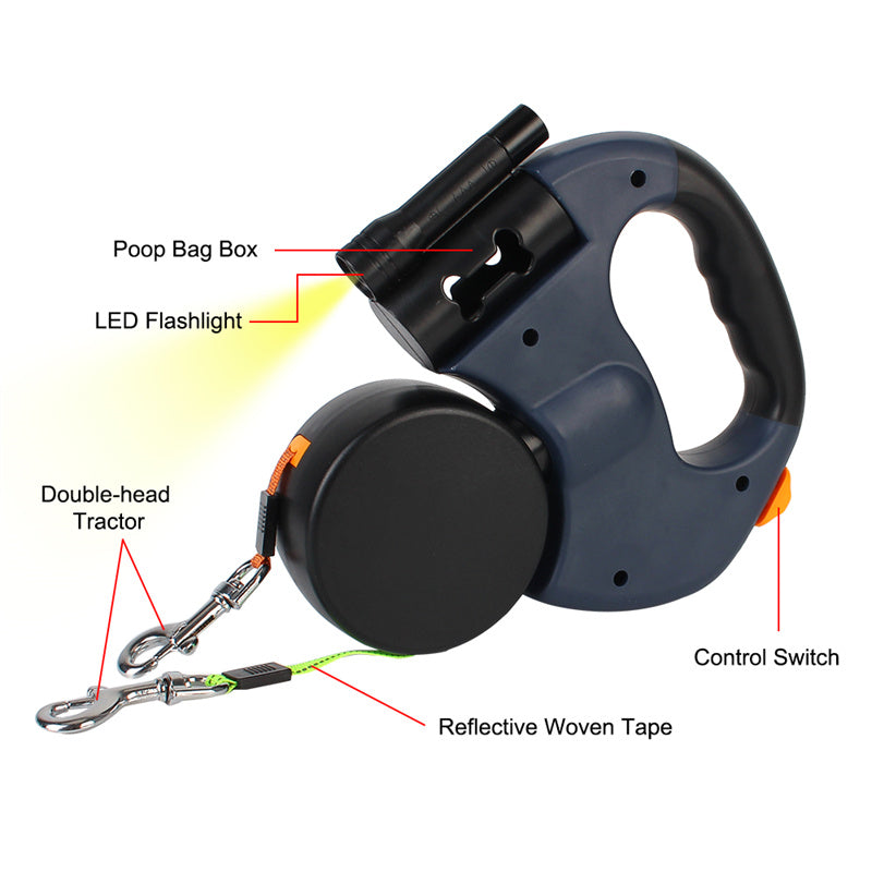 360 Swivel Dual Leash with Lights for Dogs - FurTrend