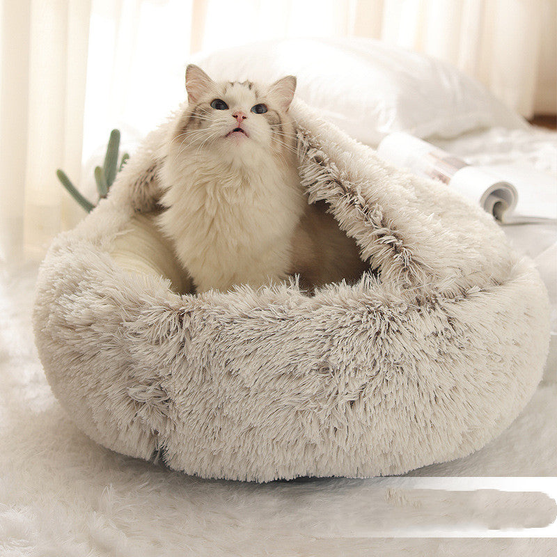 Fluffy Round Pet Bed – Winter-Ready Comfort - FurTrend