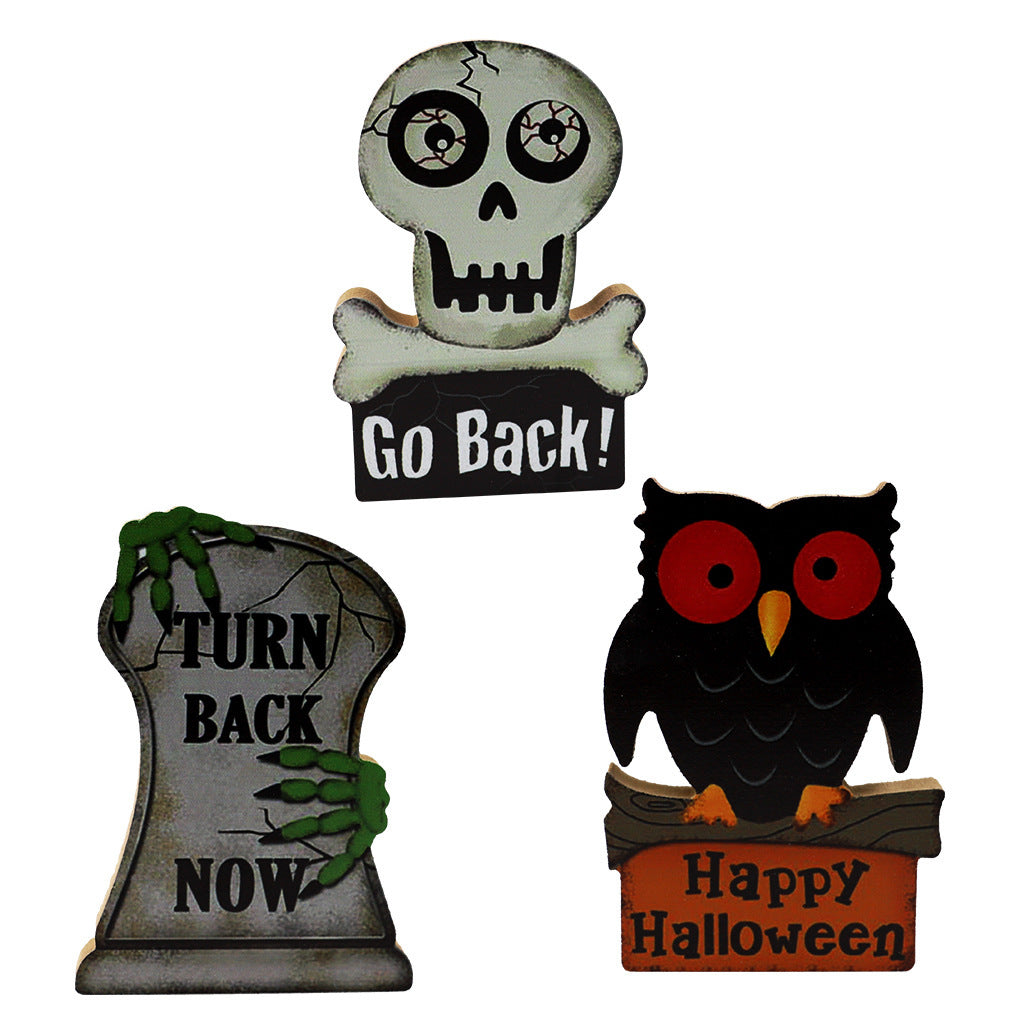 Handmade Wooden Halloween Pumpkin Ghost Skeleton Ornament