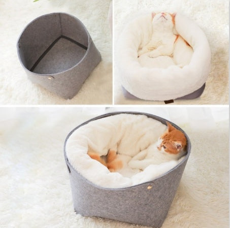Soft Comfortable Cotton Cat Bed — Winter-Ready Pet House - FurTrend