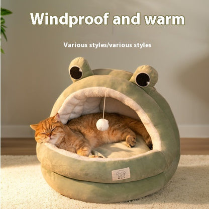 Plush Winter Cat Bed for Comfort