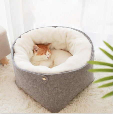 Soft Comfortable Cotton Cat Bed — Winter-Ready Pet House - FurTrend