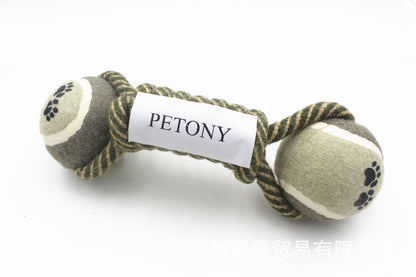 Dog Chew Toy Dumbbell Rope with Tennis Ball - FurTrend