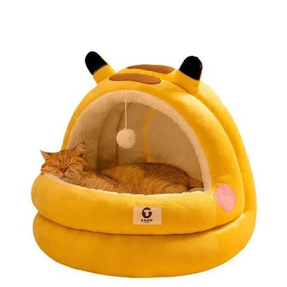 Plush Winter Cat Bed for Comfort