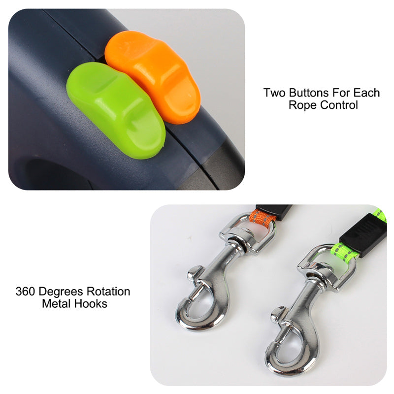 360 Swivel Dual Leash with Lights for Dogs - FurTrend
