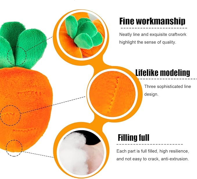 Pet Chew Toy – Carrot Plush for Dogs & Cats - FurTrend