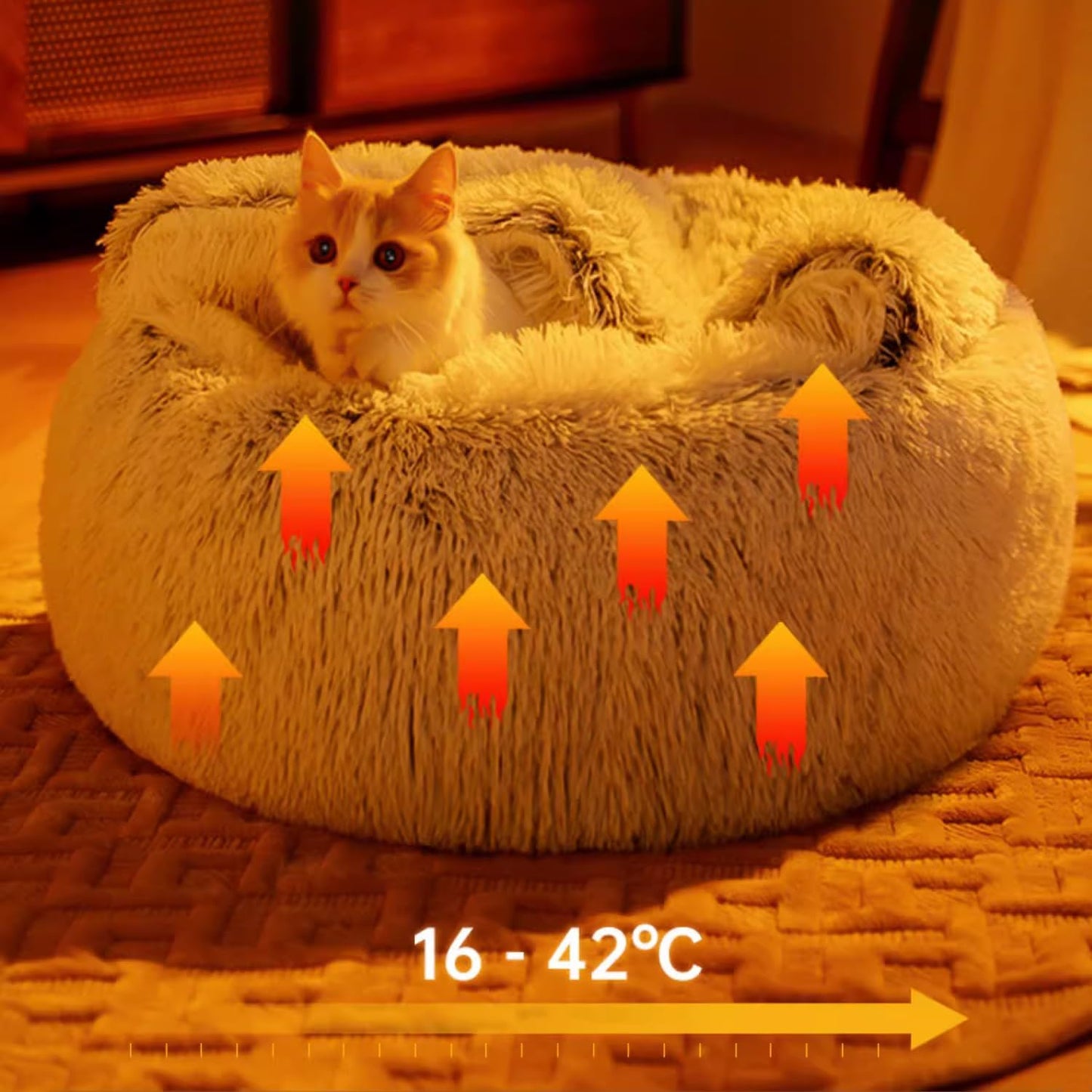 Fluffy Round Pet Bed – Winter-Ready Comfort - FurTrend
