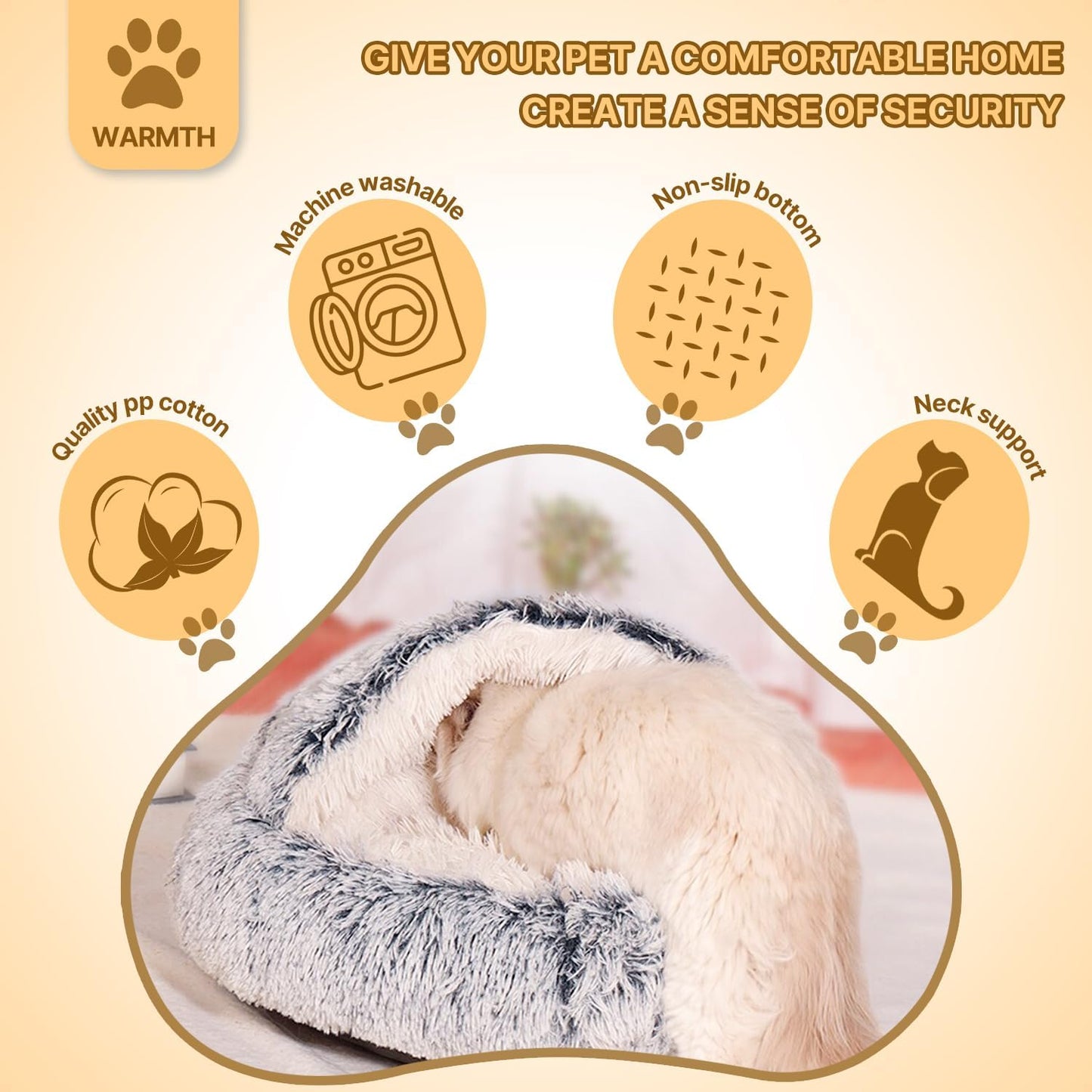 Fluffy Round Pet Bed – Winter-Ready Comfort - FurTrend