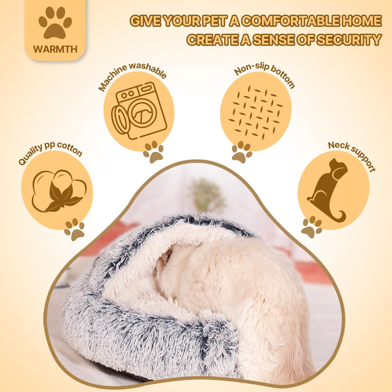 Fluffy Round Pet Bed – Winter-Ready Comfort - FurTrend
