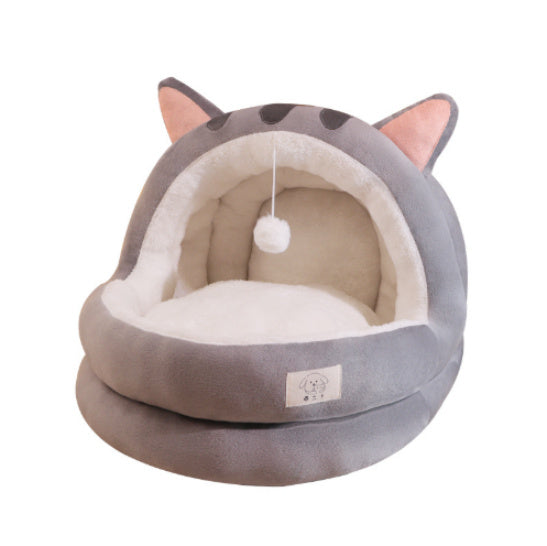 Plush Winter Cat Bed for Comfort