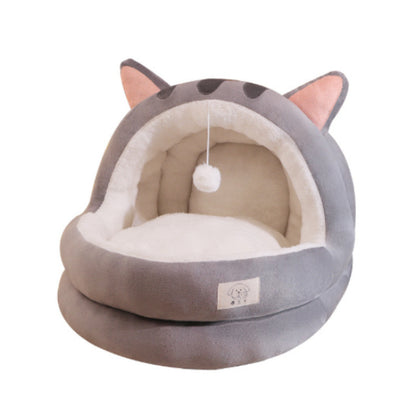 Plush Winter Cat Bed for Comfort