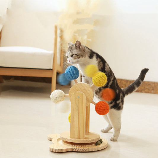 Solid Wood Rotary Table Cat Scratch Board Sisal Hemp Pet Products - FurTrend