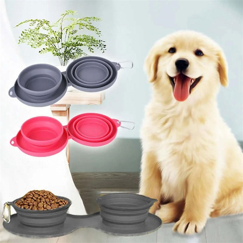 Double Pet Feeding Bowl – Foldable & Portable - FurTrend
