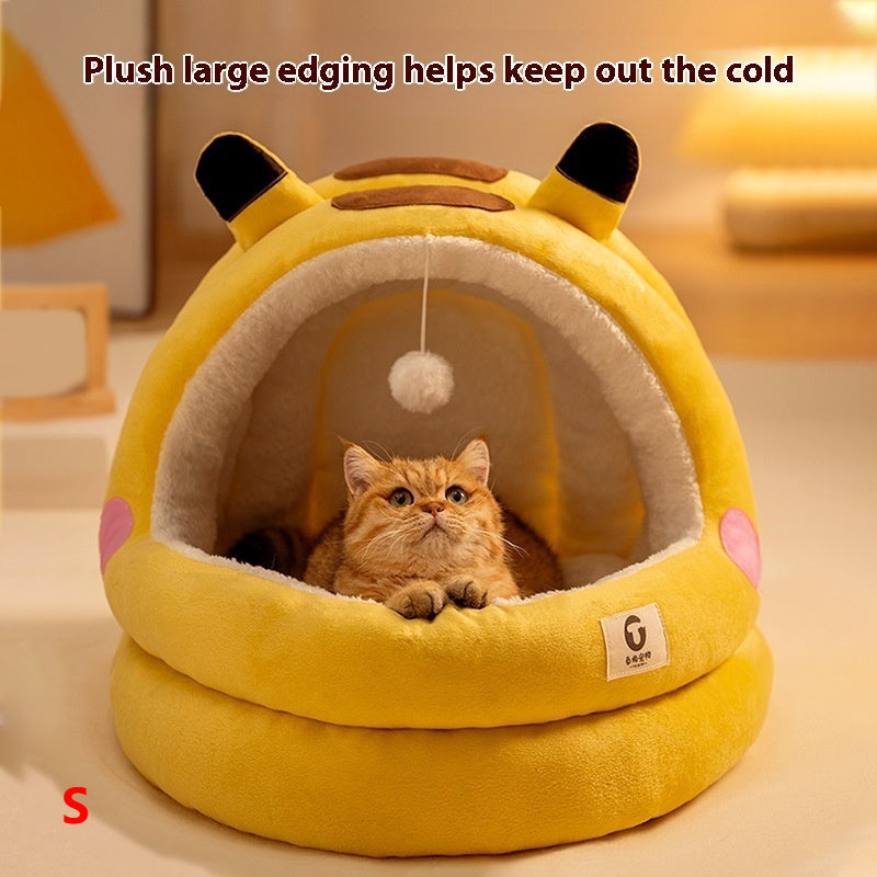 Plush Winter Cat Bed for Comfort